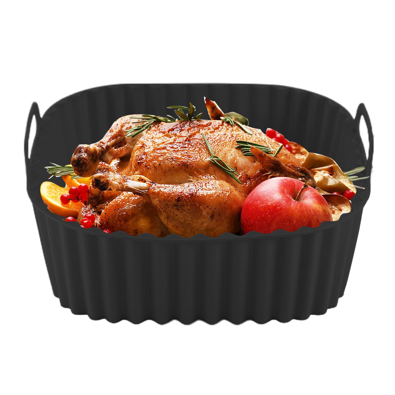 Air Fryer Silicone Pot Liner - Silikon-Heißluftfritteusen-Einlagen, quadratische Heißluftfritteusen-Korbplatte, Kochutensilien, wiederverwendbare antihaftbeschichtete