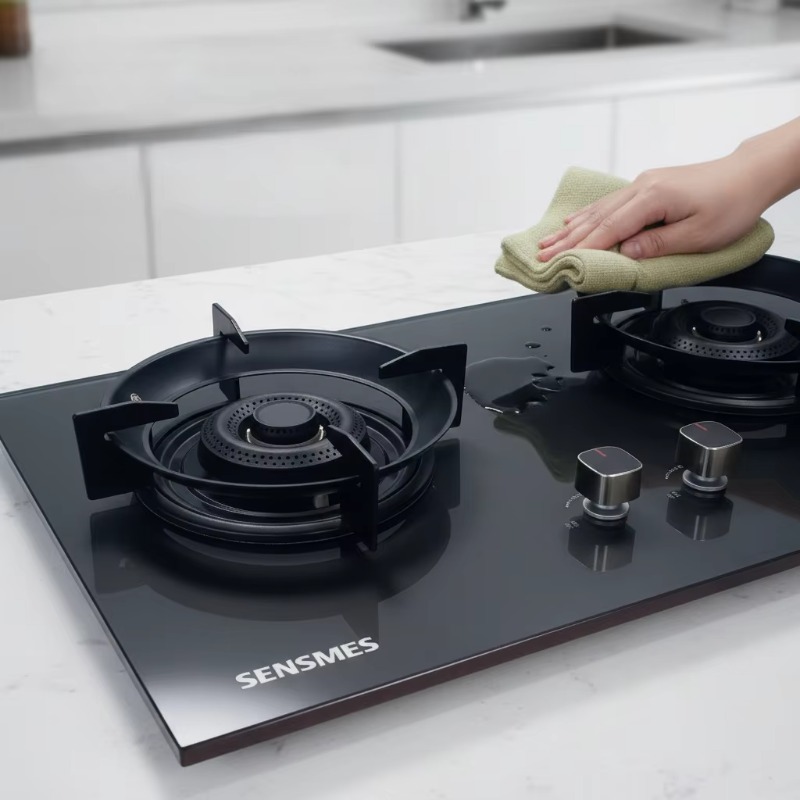Kitchen Appliances - Schwarzes gehärtetes Glaspanel, 2-Brenner-Einbau-Gaskochfeld, Küchenkochgerät, NG